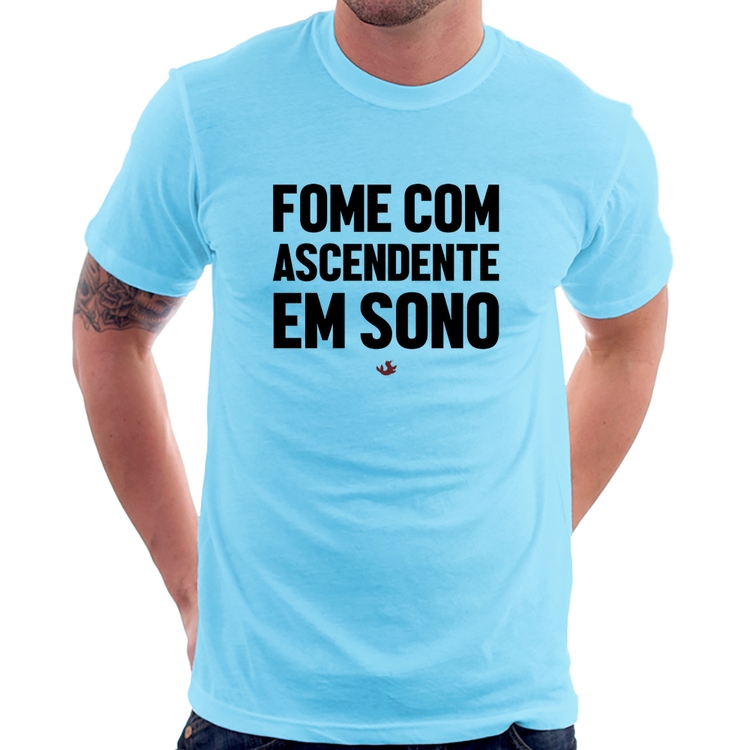 Camiseta Fome com ascendente em sono - Azul Bebê