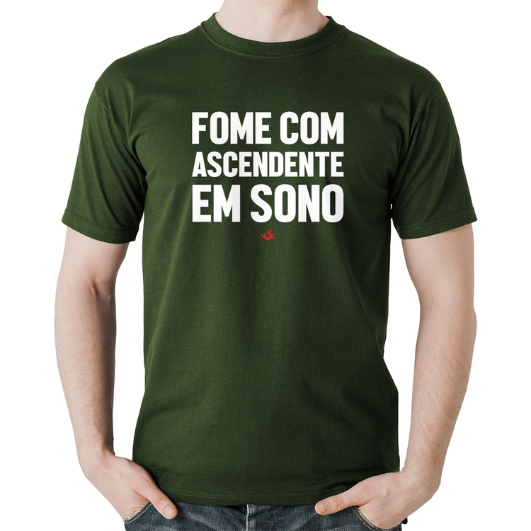 Camiseta Algodão Fome com ascendente em sono - Musgo