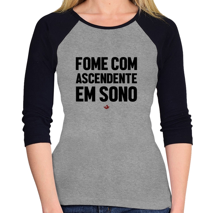 Baby Look Raglan Fome com ascendente em sono Manga 3/4 - Cinza/Preto