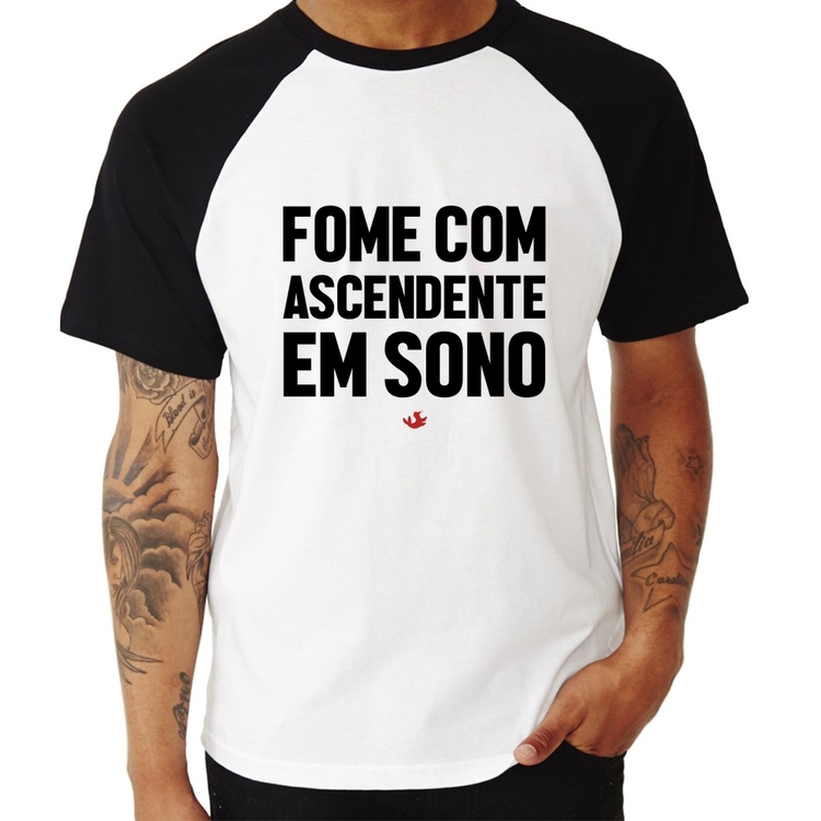 Camiseta Raglan Fome com ascendente em sono