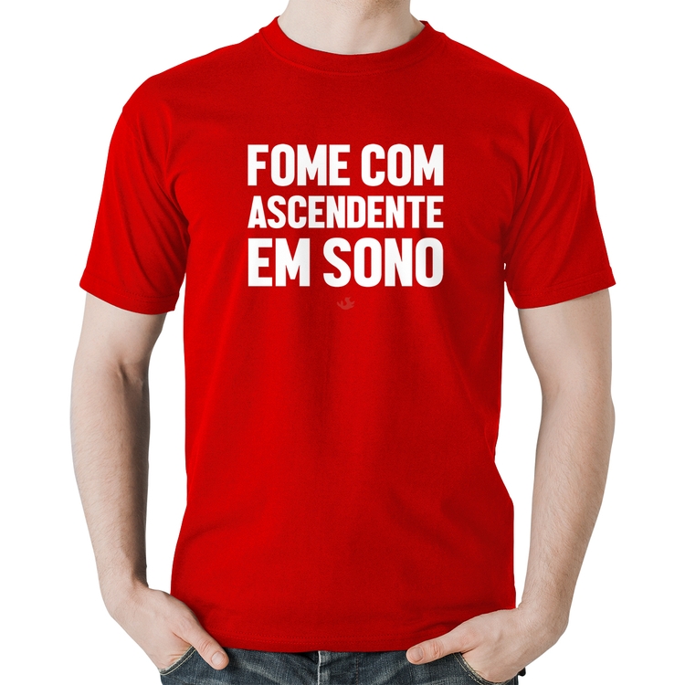 Camiseta Algodão Fome com ascendente em sono - Vermelha