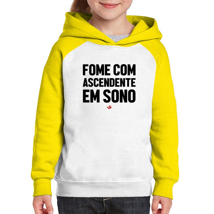 Moletom Infantil Fome com ascendente em sono - Branco/Amarelo