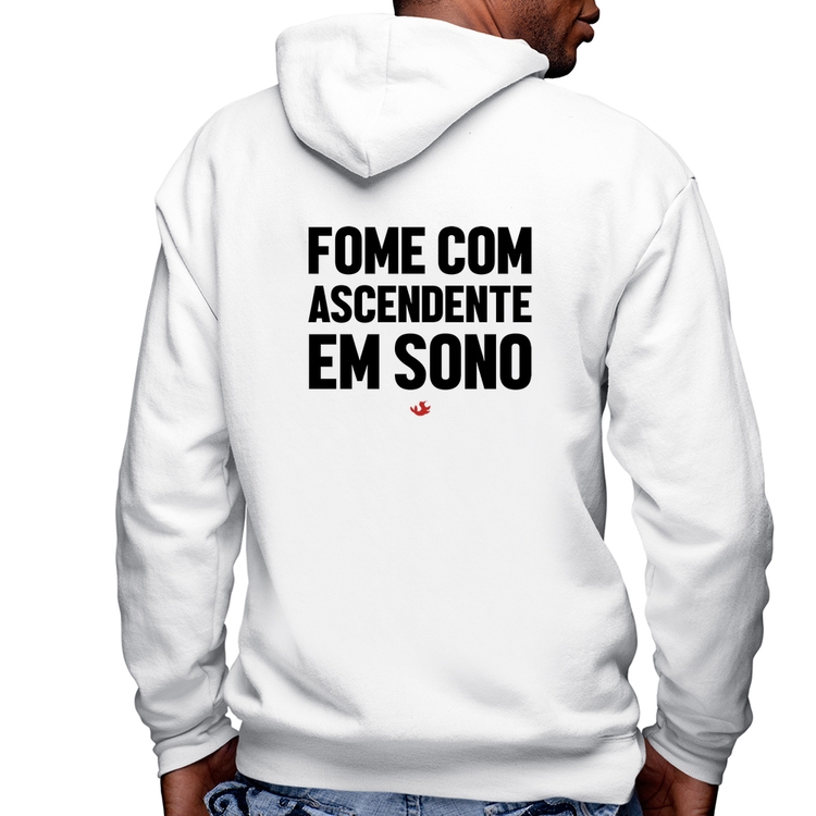 Blusa Moletom Fome com ascendente em sono Masculina com Capuz e Zíper - Branca