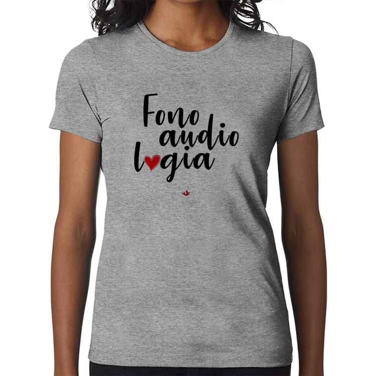 Baby Look Fonoaudiologia por amor - Cinza