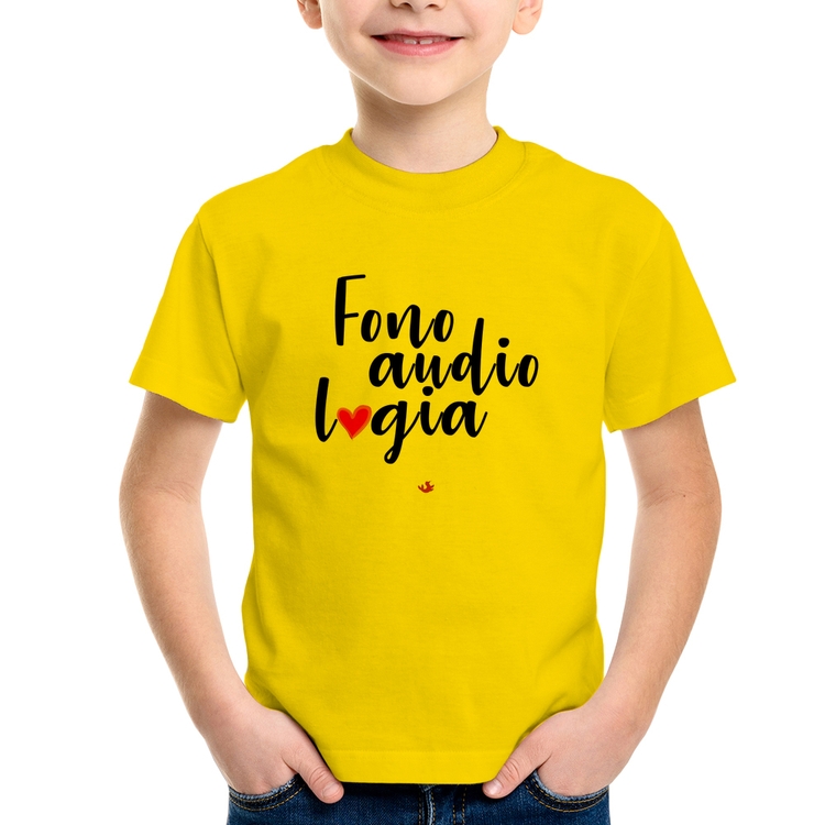 Camiseta Infantil Fonoaudiologia por amor - Amarela