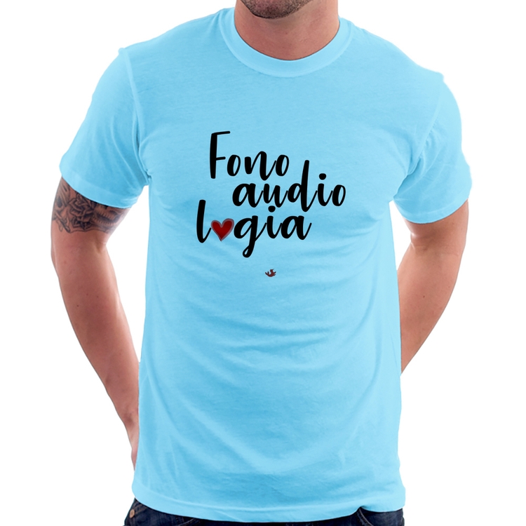 Camiseta Fonoaudiologia por amor - Azul Bebê