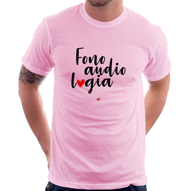 Camiseta Fonoaudiologia por amor - Rosa Bebê
