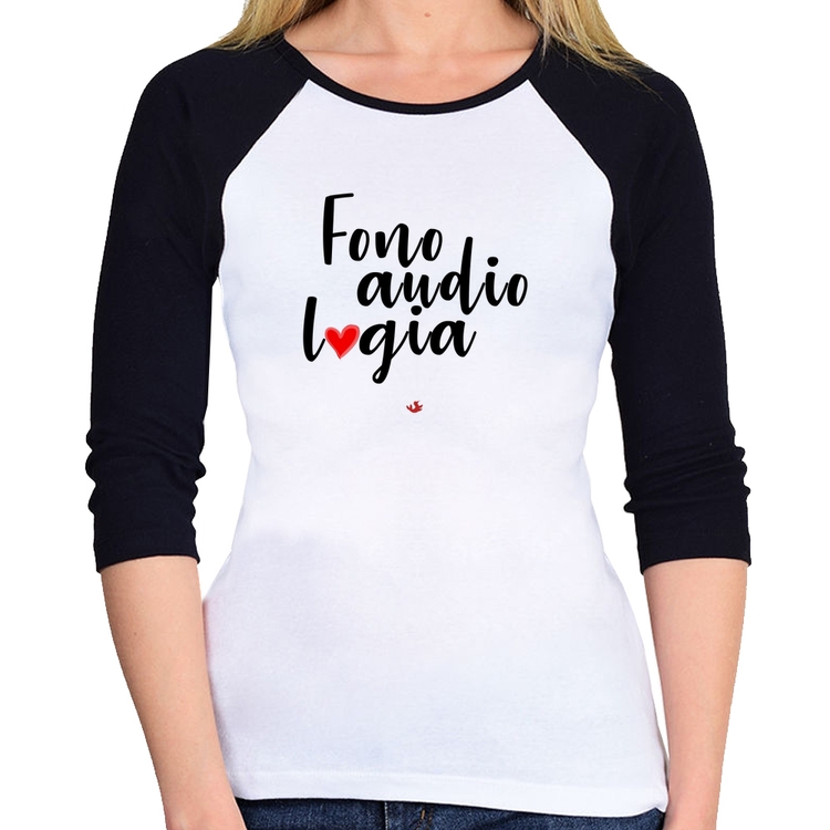 Baby Look Raglan Fonoaudiologia por amor Manga 3/4