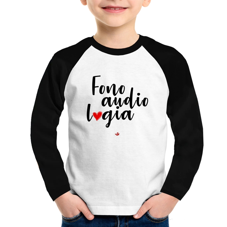 Camiseta Raglan Infantil Fonoaudiologia por amor Manga Longa