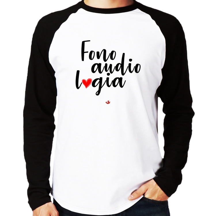 Camiseta Raglan Fonoaudiologia por amor Manga Longa