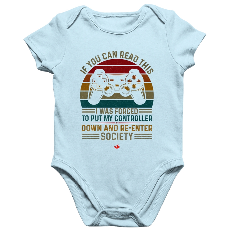 Body Bebê Algodão Forced to reenter society - Azul Bebê