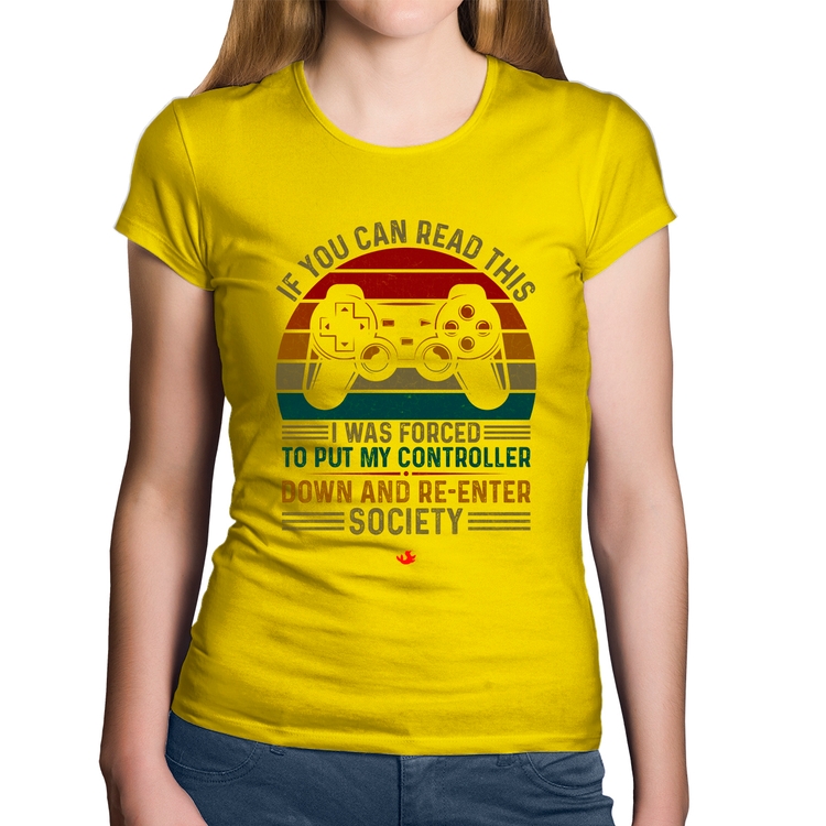 Baby Look Algodão Forced to reenter society - Amarela