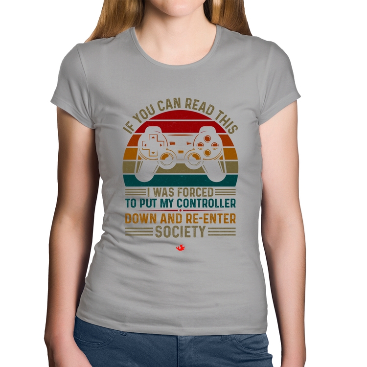 Baby Look Algodão Forced to reenter society - Cinza