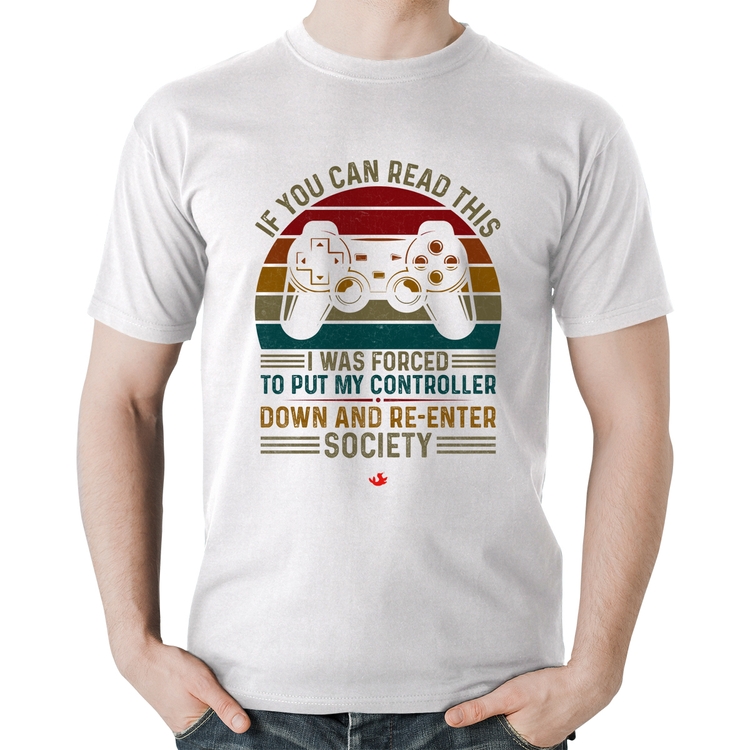 Camiseta Algodão Forced to reenter society - Branca