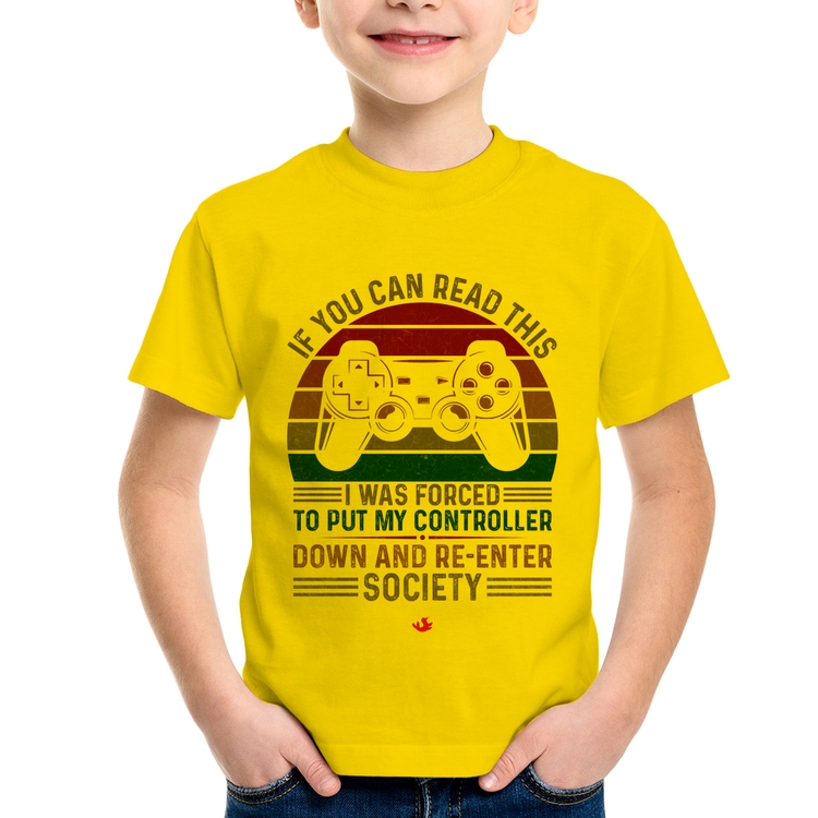 Camiseta Infantil Forced to reenter society - Amarela