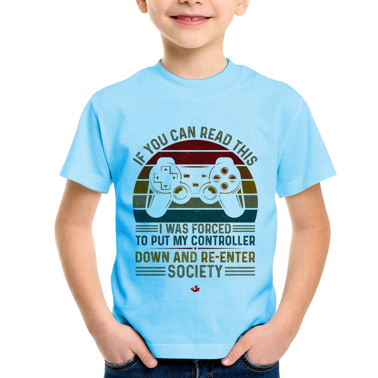 Camiseta Infantil Forced to reenter society - Azul Bebê
