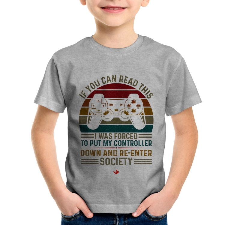 Camiseta Infantil Forced to reenter society - Cinza