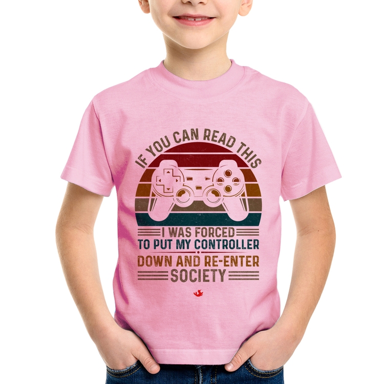 Camiseta Infantil Forced to reenter society - Rosa Bebê