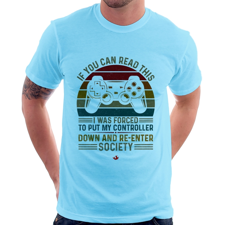 Camiseta Forced to reenter society - Azul Bebê