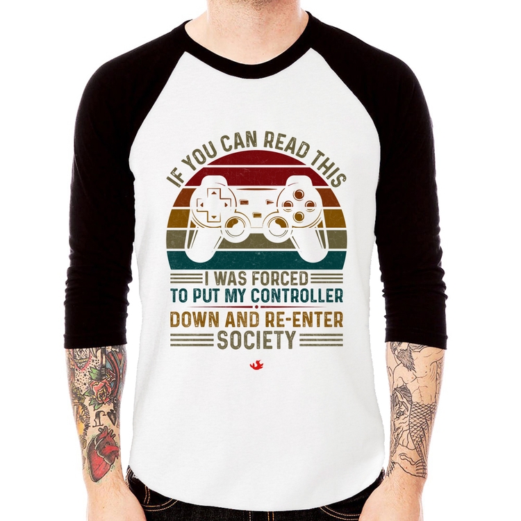 Camiseta Raglan Forced to reenter society Manga 3/4