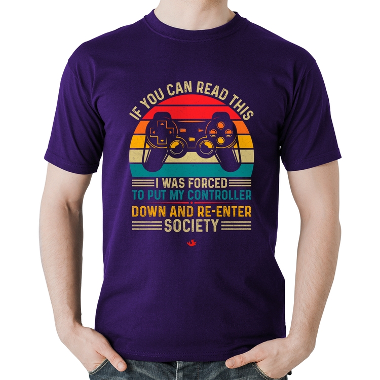 Camiseta Algodão Forced to reenter society - Roxa