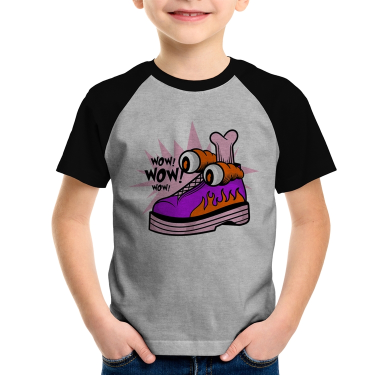 Camiseta Raglan Infantil Forever Cool - Cinza/Preto