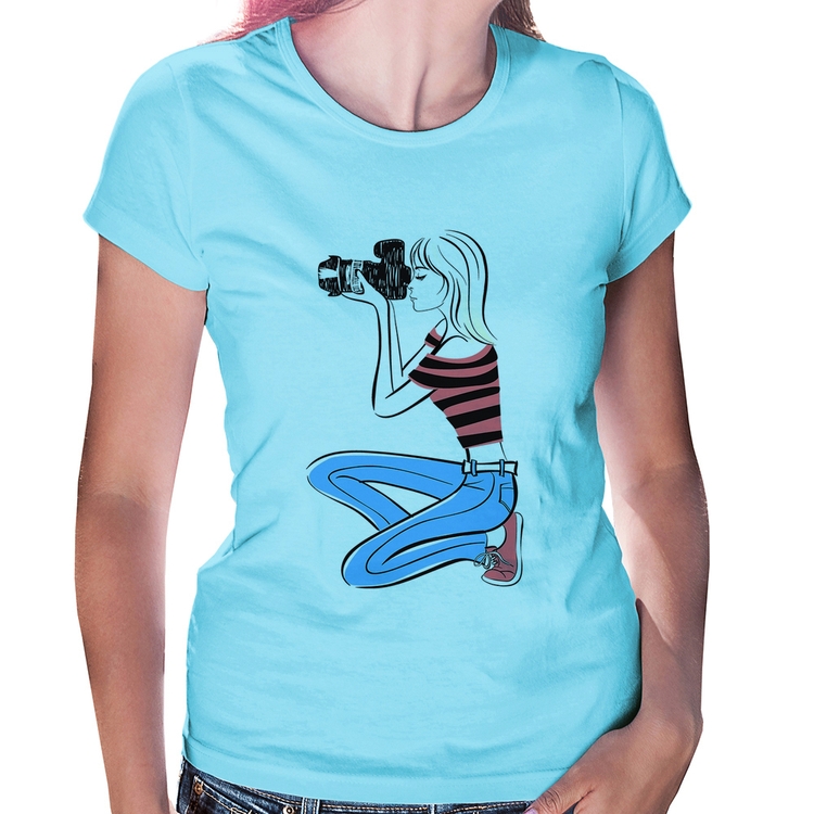 Baby Look Fotógrafa Art - Azul Bebê