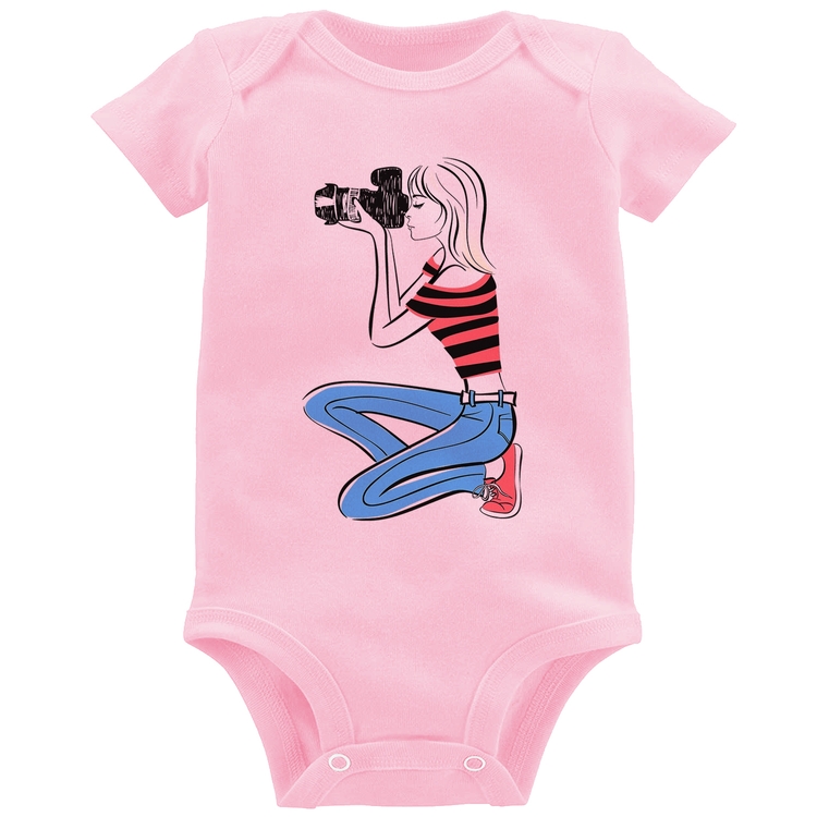 Body Bebê Fotógrafa Art - Rosa Bebê