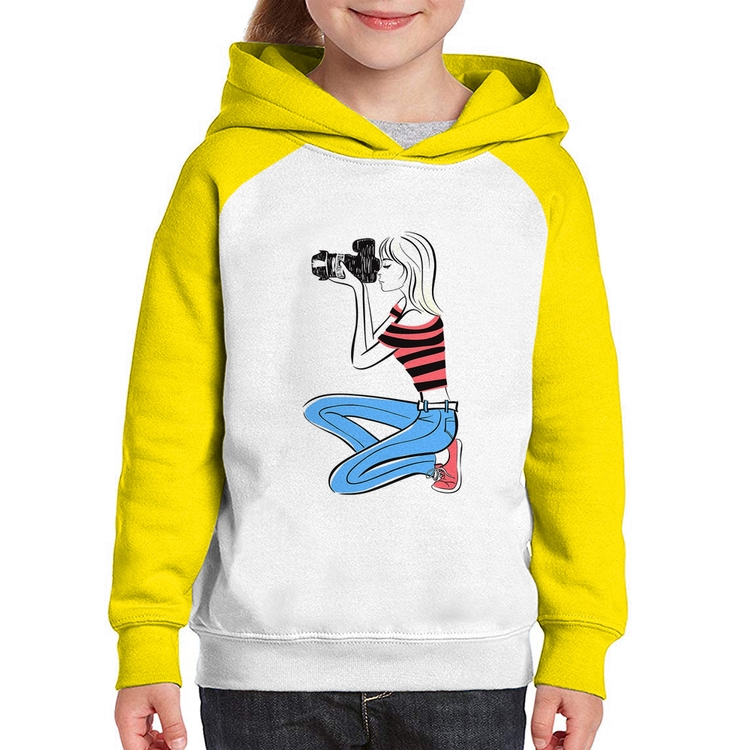 Moletom Infantil Fotógrafa Art - Branco/Amarelo