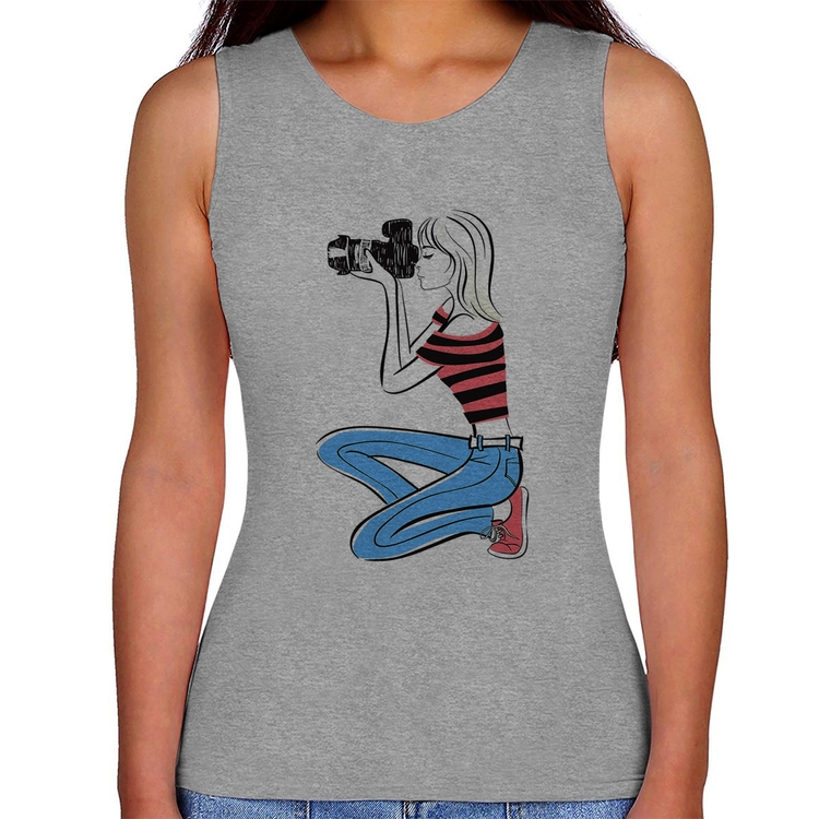 Regata Feminina Fotógrafa Art - Cinza