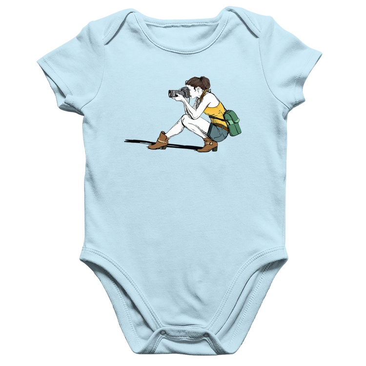 Body Bebê Algodão Fotógrafa Desenho - Azul Bebê
