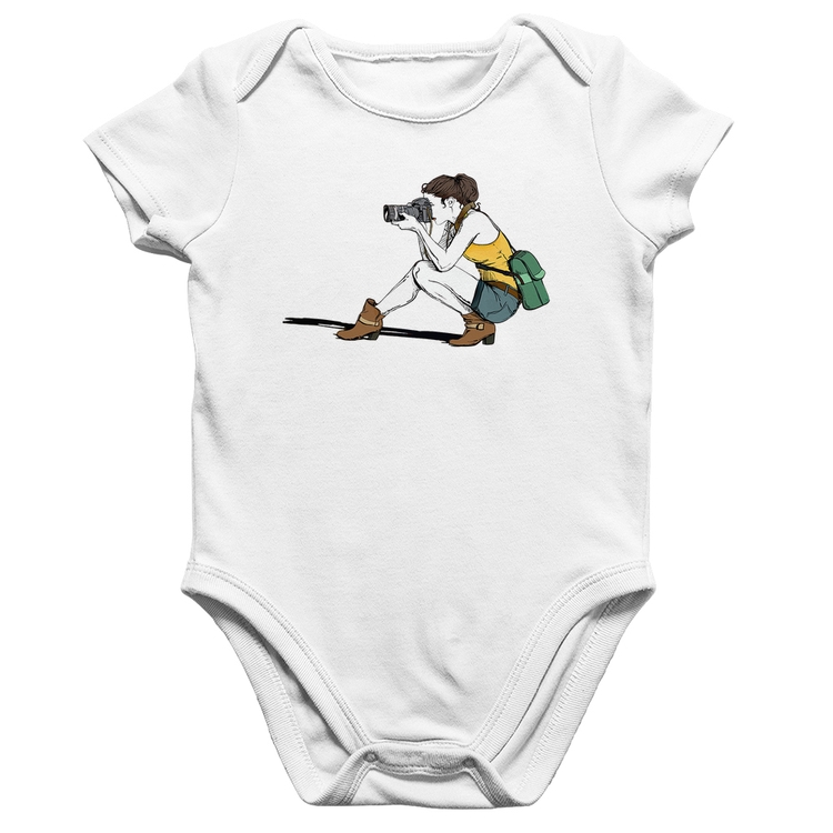 Body Bebê Algodão Fotógrafa Desenho - Branco