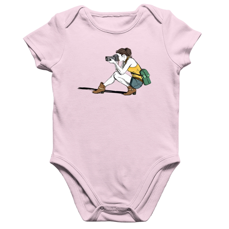 Body Bebê Algodão Fotógrafa Desenho - Rosa Bebê