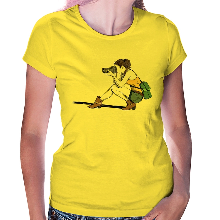 Baby Look Fotógrafa Desenho - Amarela