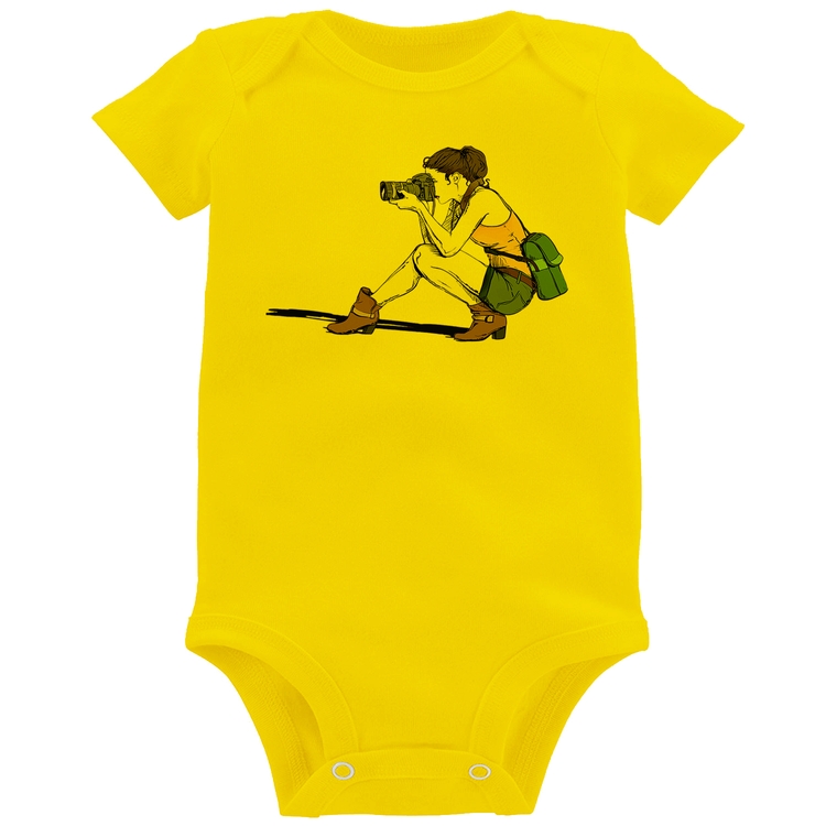 Body Bebê Fotógrafa Desenho - Amarelo