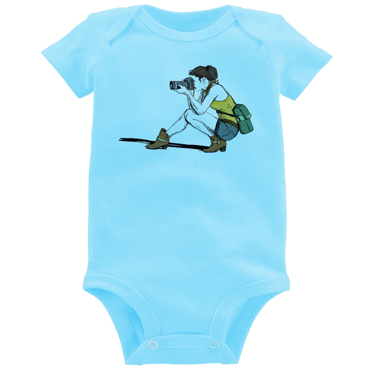 Body Bebê Fotógrafa Desenho - Azul Bebê