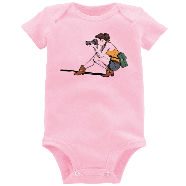 Body Bebê Fotógrafa Desenho - Rosa Bebê