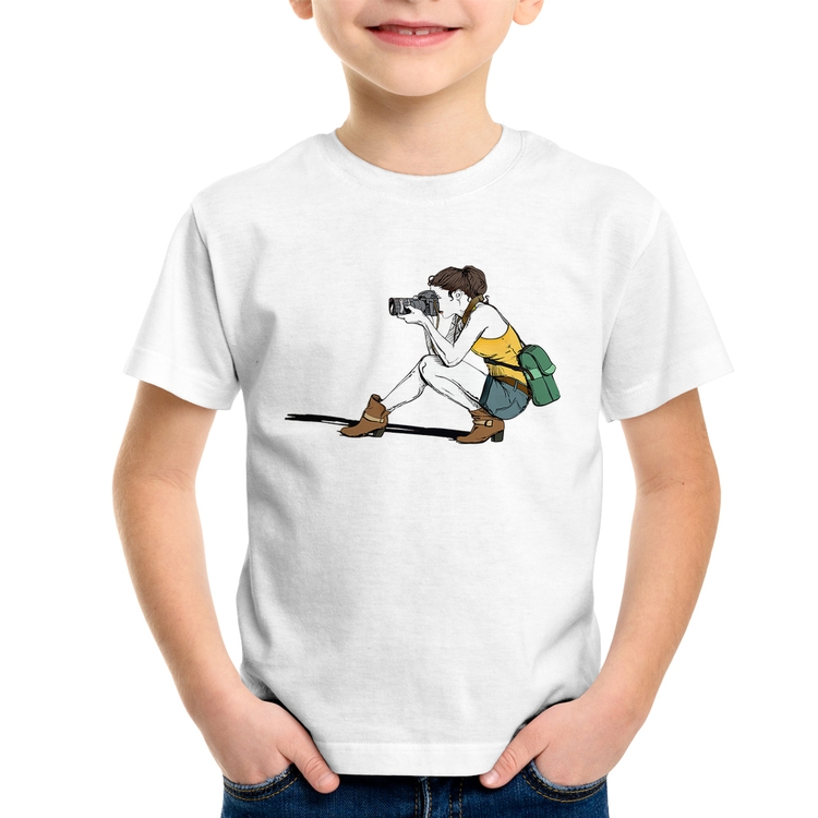 Camiseta Infantil Fotógrafa Desenho