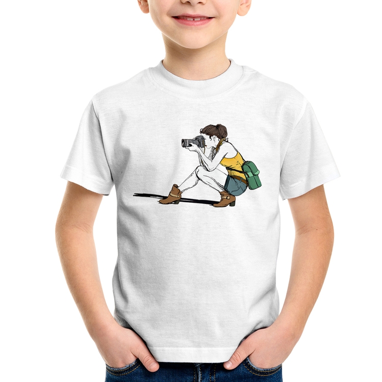 Camiseta Infantil Fotógrafa Desenho