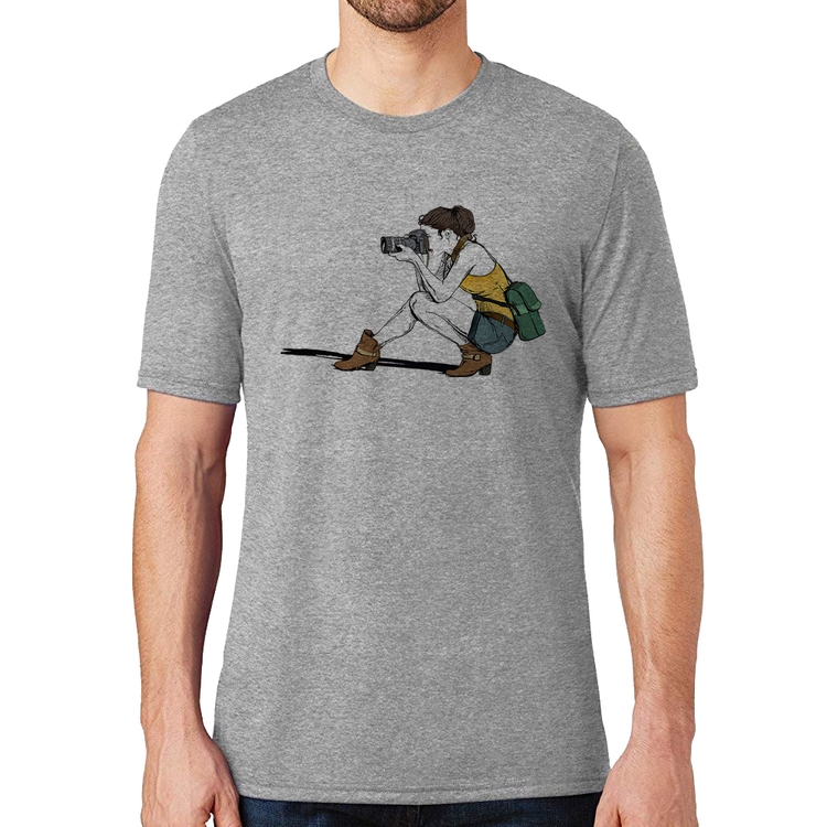 Camiseta Fotógrafa Desenho - Cinza