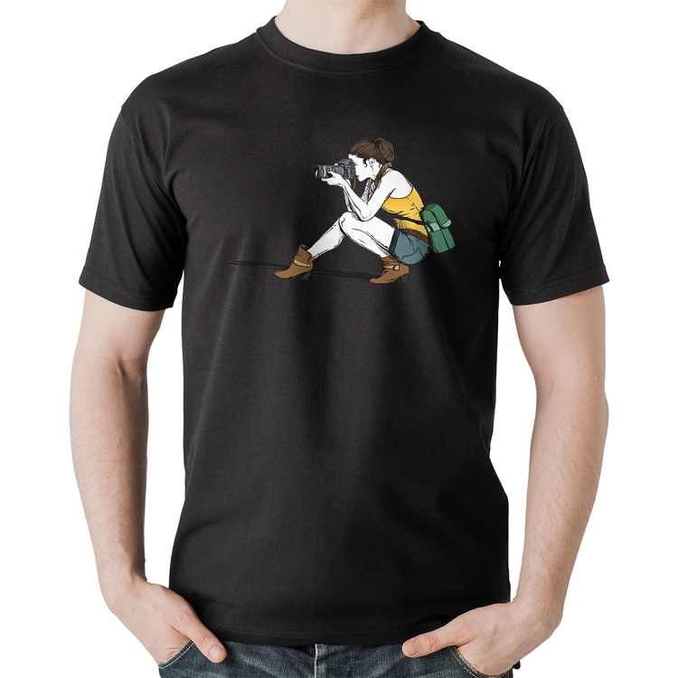 Camiseta Algodão Fotógrafa Desenho