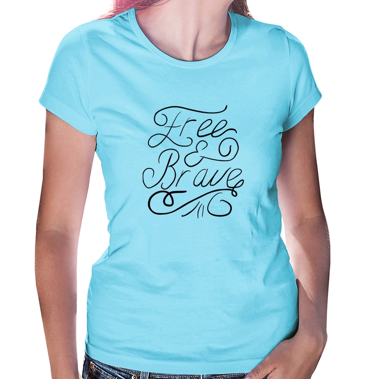 Baby Look Free and Brave - Azul Bebê