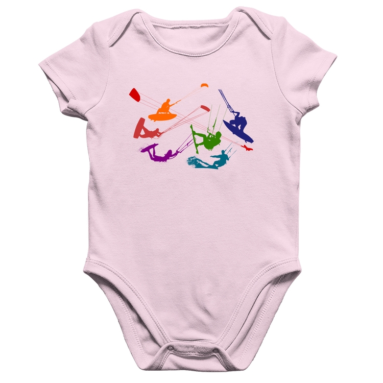 Body Bebê Algodão Kite Surf Freestyle - Rosa Bebê