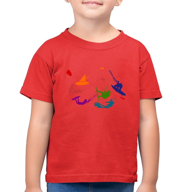 Camiseta Algodão Infantil Kite Surf Freestyle - Vermelha