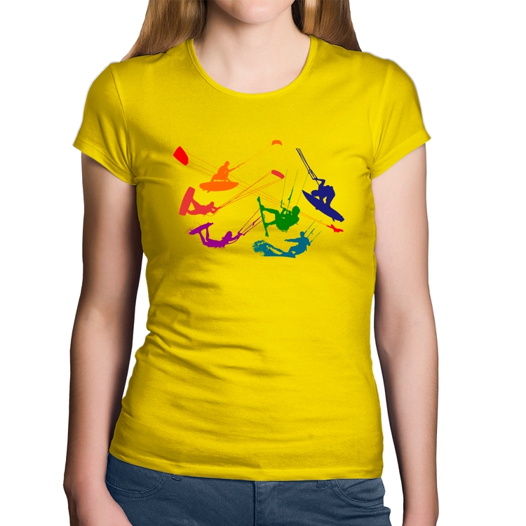 Baby Look Algodão Kite Surf Freestyle - Amarela