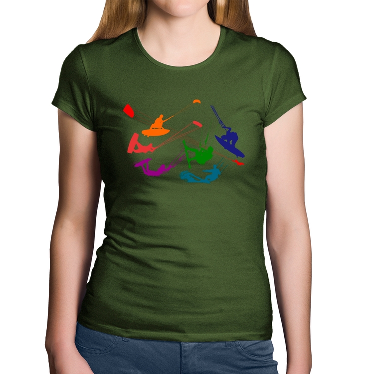 Baby Look Algodão Kite Surf Freestyle - Musgo