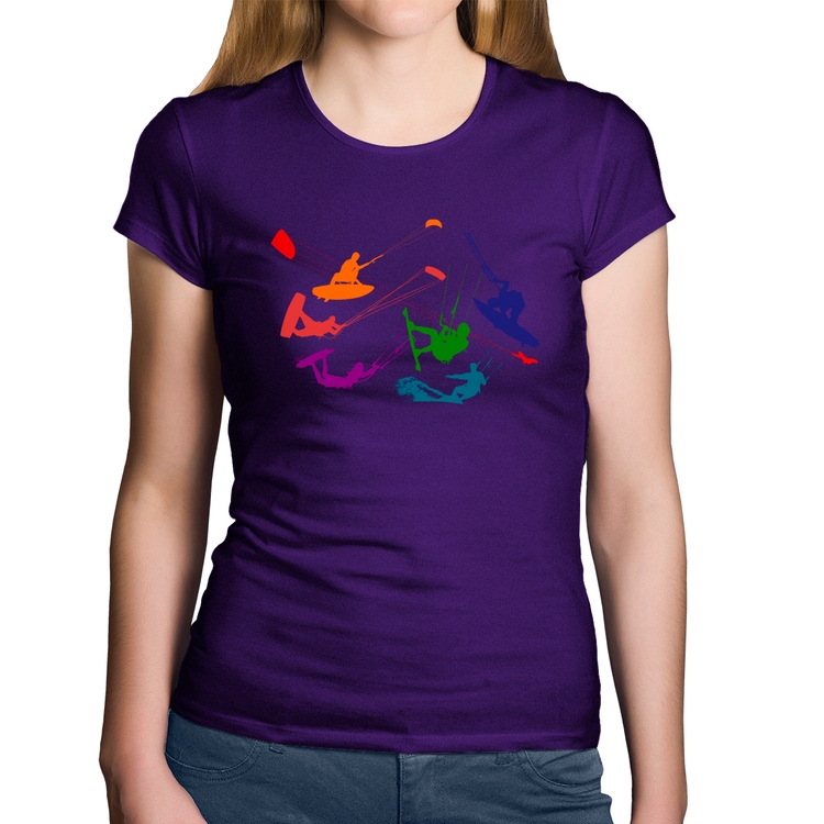 Baby Look Algodão Kite Surf Freestyle - Roxa