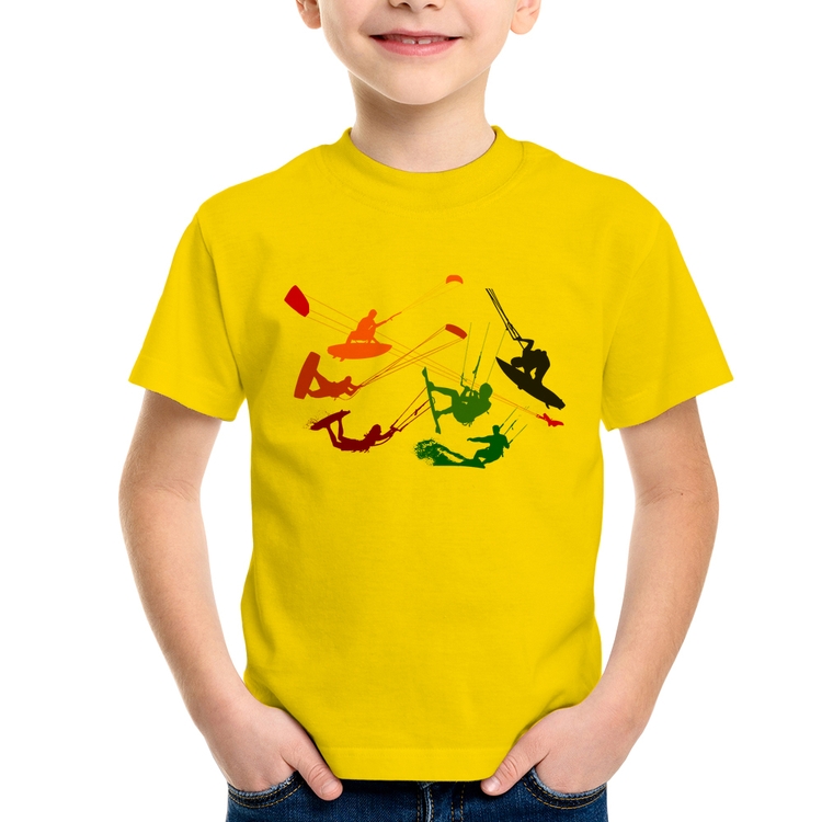 Camiseta Infantil Kite Surf Freestyle - Amarela