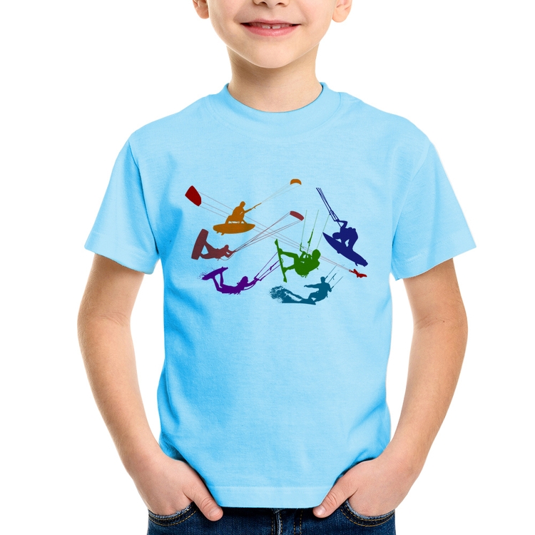 Camiseta Infantil Kite Surf Freestyle - Azul Bebê