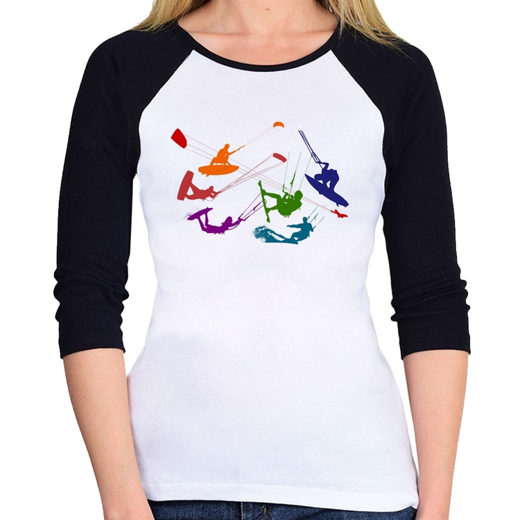 Baby Look Raglan Kite Surf Freestyle Manga 3/4